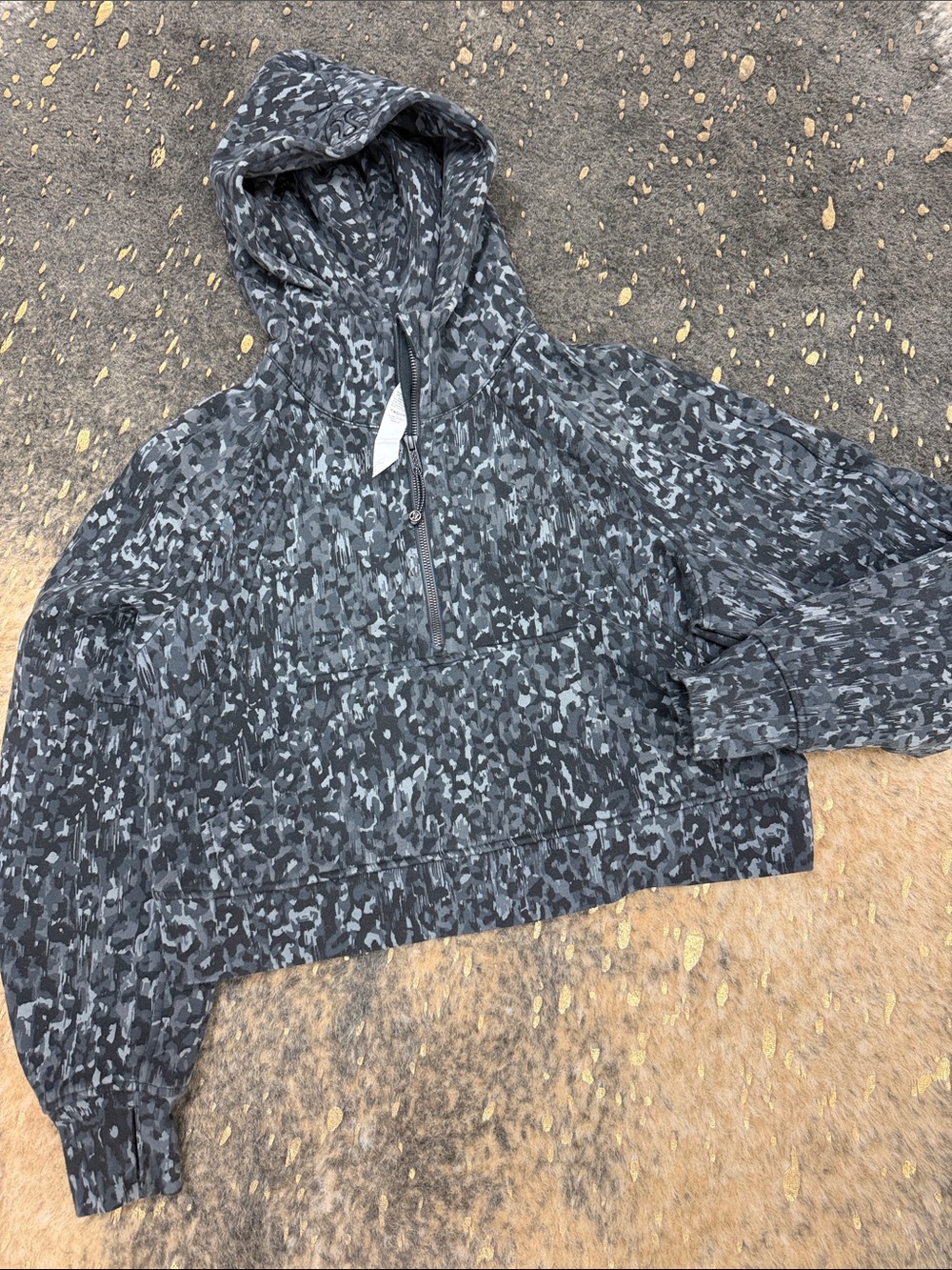 lululemon Black & Gray Camouflage Half-Zip Scuba Hoodie
